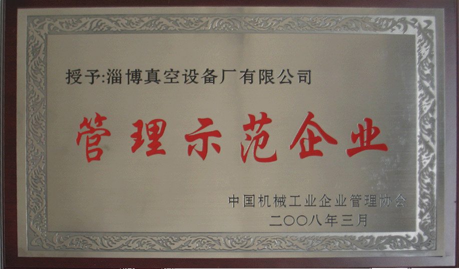 2008年3月，公司被中國機械工業(yè)企業(yè)管理協(xié)會授予“管理示范企業(yè)”